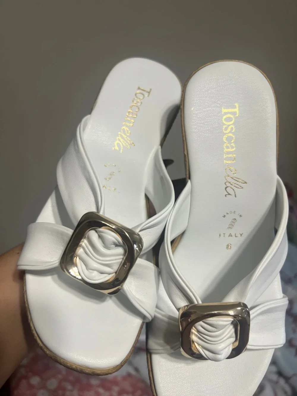 White Wedge Slide with Buckle
